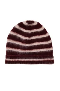 TRENDYOLMİLLA Burgundy Striped Oversized Crew Neck Soft Beret Knitwear Sweater - Image 9
