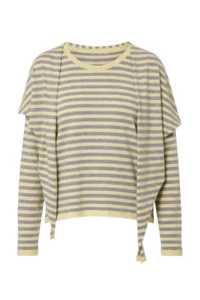 TRENDYOLMİLLA Yellow Striped Shawl Soft textured Knitwear Sweater - Image 3