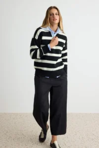 TRENDYOLMİLLA Black Wide Pattern Soft textured Knitwear Sweater - Image 3
