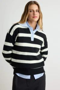 TRENDYOLMİLLA Black Wide Pattern Soft textured Knitwear Sweater - Image 4