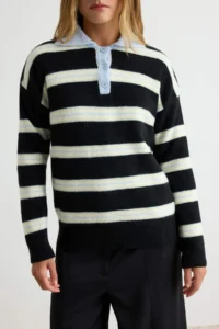 TRENDYOLMİLLA Black Wide Pattern Soft textured Knitwear Sweater - Image 5