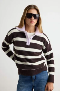 TRENDYOLMİLLA Lilac Wide Pattern Soft textured Knitwear Sweater