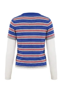 TRENDYOLMİLLA Ecru Double Sleeve Detailed Striped Knitwear Sweater - Image 10