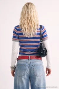 TRENDYOLMİLLA Ecru Double Sleeve Detailed Striped Knitwear Sweater - Image 6