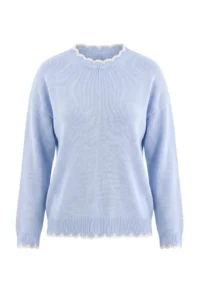 TRENDYOLMİLLA BLUE Wavy Contrast Collar Knitwear Sweater