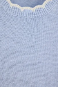 TRENDYOLMİLLA BLUE Wavy Contrast Collar Knitwear Sweater - Image 3