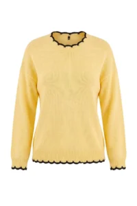 TRENDYOLMİLLA Yellow Wavy Contrast Collar Knitwear Sweater