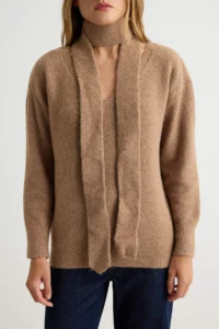 TRENDYOLMİLLA Mink Soft textured Scarf Knitwear Sweater - Image 3