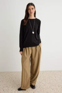 TRENDYOLMİLLA Black Basic Crew Neck Knitwear Sweater - Image 2
