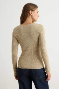 TRENDYOLMİLLA More Sustainable Beige Wacky Collar Basic Knitwear Sweater - Image 4