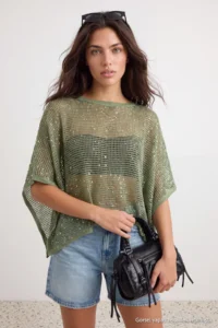 TRENDYOLMİLLA Green Pul Sequin embroidered Knitwear Sweater - Image 4