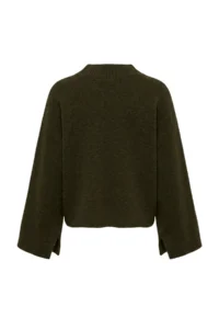 TRENDYOLMİLLA Khaki Oversized/Wide Pattern High Neck Basic Knitwear Sweater - Image 3