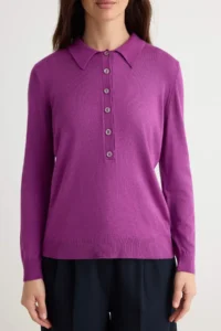 TRENDYOLMİLLA Purple Polo Shirt Collar Premium Thread/Special Thread Knitwear Sweater - Image 3