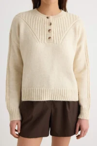 TRENDYOLMİLLA Ecru Soft textured Basic Half Patch Knitwear Sweater - Image 3