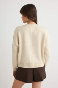 TRENDYOLMİLLA Ecru Soft textured Basic Half Patch Knitwear Sweater - Image 4