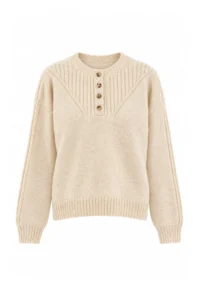 TRENDYOLMİLLA Ecru Soft textured Basic Half Patch Knitwear Sweater - Image 5