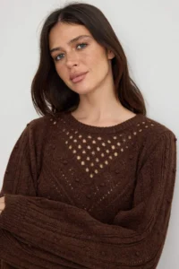 TRENDYOLMİLLA Brown Soft textured Knitting Detailed Knitwear Sweater