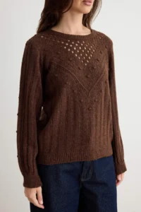TRENDYOLMİLLA Brown Soft textured Knitting Detailed Knitwear Sweater - Image 4