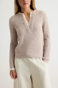 TRENDYOLMİLLA Beige Soft textured Double Collar Detailed Knitwear Sweater - Image 3