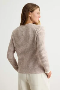 TRENDYOLMİLLA Beige Soft textured Double Collar Detailed Knitwear Sweater - Image 4