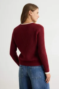 TRENDYOLMİLLA Burgundy Soft textured Double Collar Detailed Knitwear Sweater - Image 4