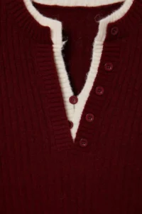 TRENDYOLMİLLA Burgundy Soft textured Double Collar Detailed Knitwear Sweater - Image 6