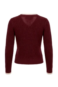 TRENDYOLMİLLA Burgundy Soft textured Double Collar Detailed Knitwear Sweater - Image 7
