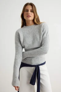 TRENDYOLMİLLA Gray Soft textured Bluzan Look Knitwear Sweater