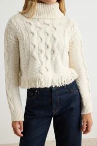 TRENDYOLMİLLA Ecru Soft textured Tassel Detailed Knitwear Sweater - Image 3