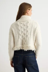 TRENDYOLMİLLA Ecru Soft textured Tassel Detailed Knitwear Sweater - Image 4