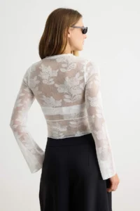 TRENDYOLMİLLA Ecru Transparent Look Knitwear Sweater - Image 4