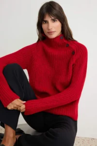 TRENDYOLMİLLA Red Soft textured Collar Detailed Knitwear Sweater - Image 2
