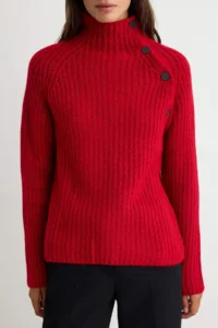 TRENDYOLMİLLA Red Soft textured Collar Detailed Knitwear Sweater - Image 3