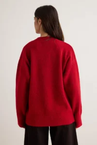 TRENDYOLMİLLA Red Soft textured Double Collar Knitwear Sweater - Image 4
