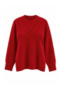 TRENDYOLMİLLA Red Soft textured Double Collar Knitwear Sweater - Image 5