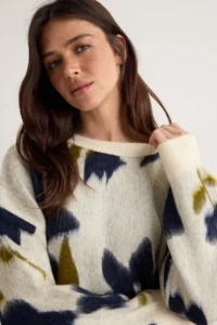TRENDYOLMİLLA Ecru Floral Soft textured Knitwear Sweater - Image 2