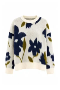 TRENDYOLMİLLA Ecru Floral Soft textured Knitwear Sweater - Image 5