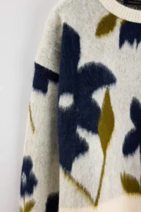TRENDYOLMİLLA Ecru Floral Soft textured Knitwear Sweater - Image 6