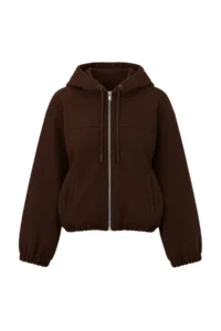 TRENDYOLMİLLA Brown Oversized Pattern Hooded Bowl Jacket Coat - Image 3
