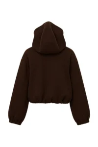 TRENDYOLMİLLA Brown Oversized Pattern Hooded Bowl Jacket Coat - Image 5