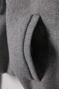TRENDYOLMİLLA Gray Oversized Pattern Hooded Bowl Jacket Coat - Image 5