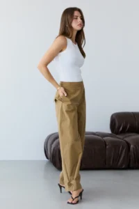 TRENDYOLMİLLA Camel barrel Pattern Pants - Image 2