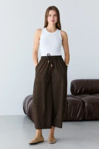 TRENDYOLMİLLA Checkered culotte Length Pants - Image 2