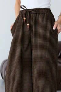 TRENDYOLMİLLA Checkered culotte Length Pants - Image 3