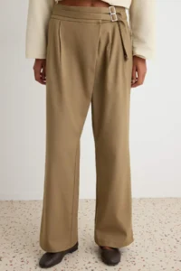 TRENDYOLMİLLA Mink Arched Wide Leg Pants - Image 3