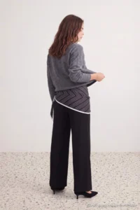 TRENDYOLMİLLA petite Black removable Shawl Detailed Wide Leg Pants - Image 5