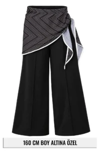 TRENDYOLMİLLA petite Black removable Shawl Detailed Wide Leg Pants - Image 6