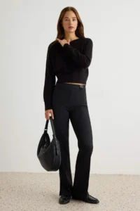 TRENDYOLMİLLA Black Straight/Plain Cut Pants