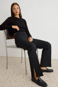 TRENDYOLMİLLA Black Straight/Plain Cut Pants - Image 2