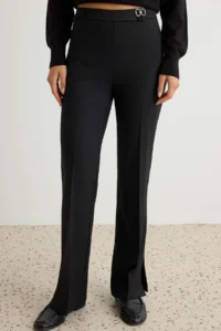 TRENDYOLMİLLA Black Straight/Plain Cut Pants - Image 3